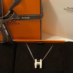 ❌SOLD❌Hermes Pop H White Silver Pendant Necklace